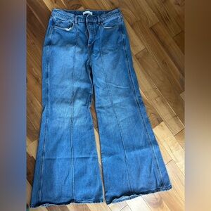 LOFT Women's Blue Flare Wide Leg Jeans